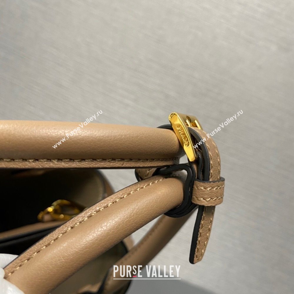 Prada Buckle small leather handbag with double belt 1BA418 Camel 2024 (ziyin-24022854)