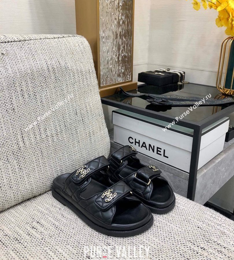 Chanel CC Logo Beach Mules Sandals 09 2024 (modeng-240304a09)