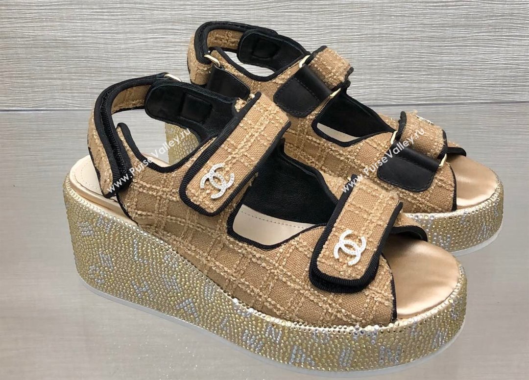 Chanel Strass Heel CC Logo Platform Sandals 03 2024 (kaola-24022803)