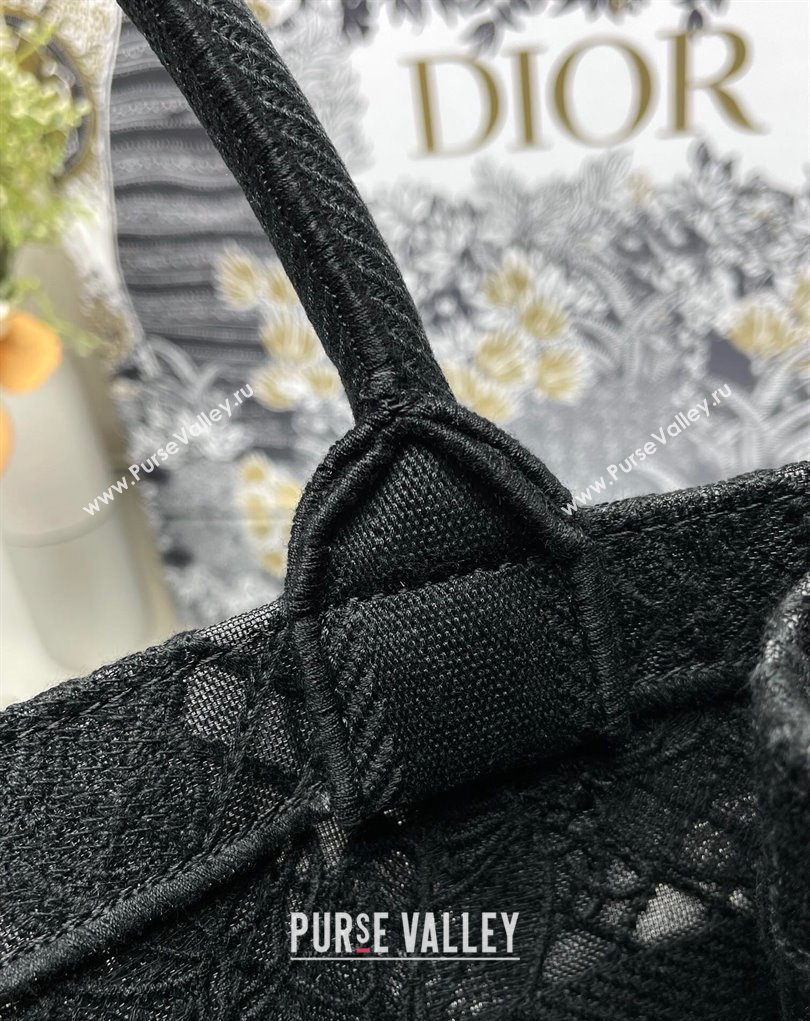 Dior Small Book Tote Bag in Black D-Lace Butterfly Embroidery with 3D Macrame Effect 2024 (ziyin-24022909)