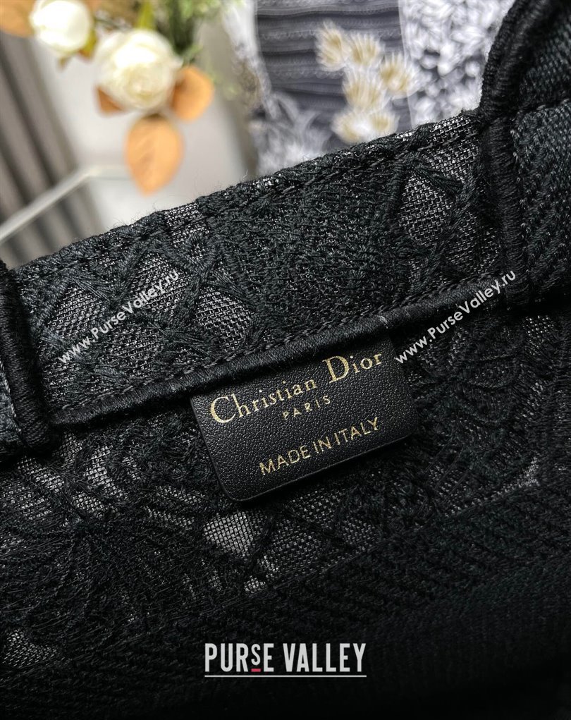 Dior Small Book Tote Bag in Black D-Lace Butterfly Embroidery with 3D Macrame Effect 2024 (ziyin-24022909)