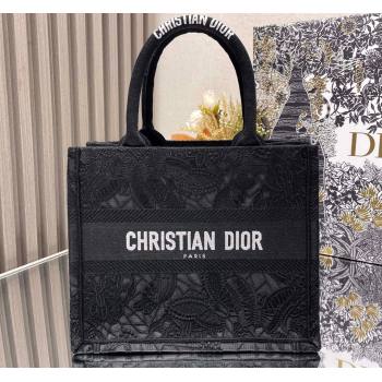 Dior Small Book Tote Bag in Black D-Lace Butterfly Embroidery 2024 (ziyin-24022904)