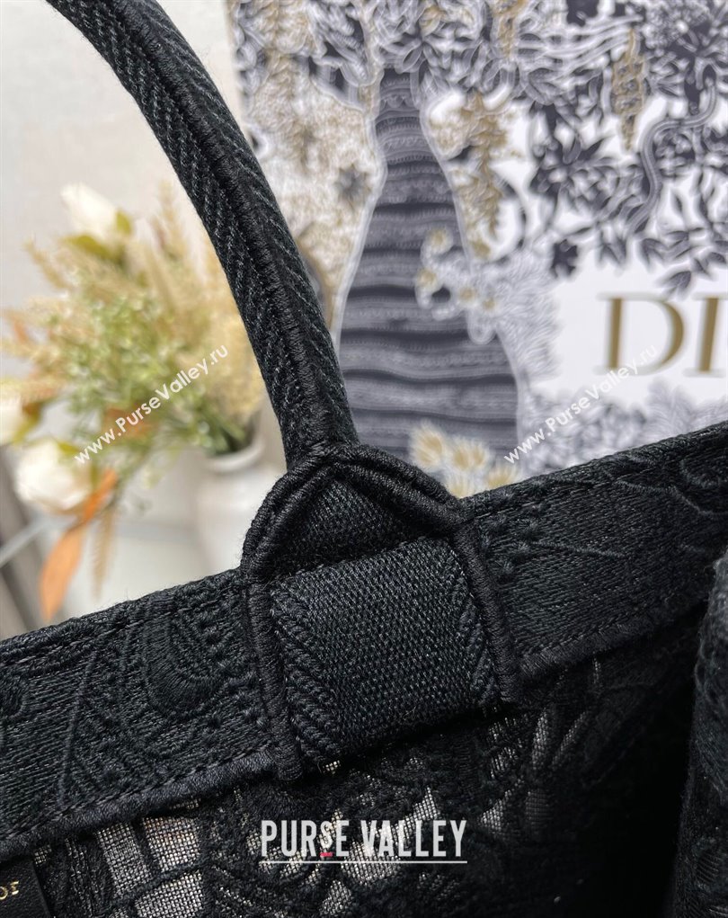 Dior Medium Book Tote Bag in Black D-Lace Butterfly Embroidery 2024 (ziyin-24022901)