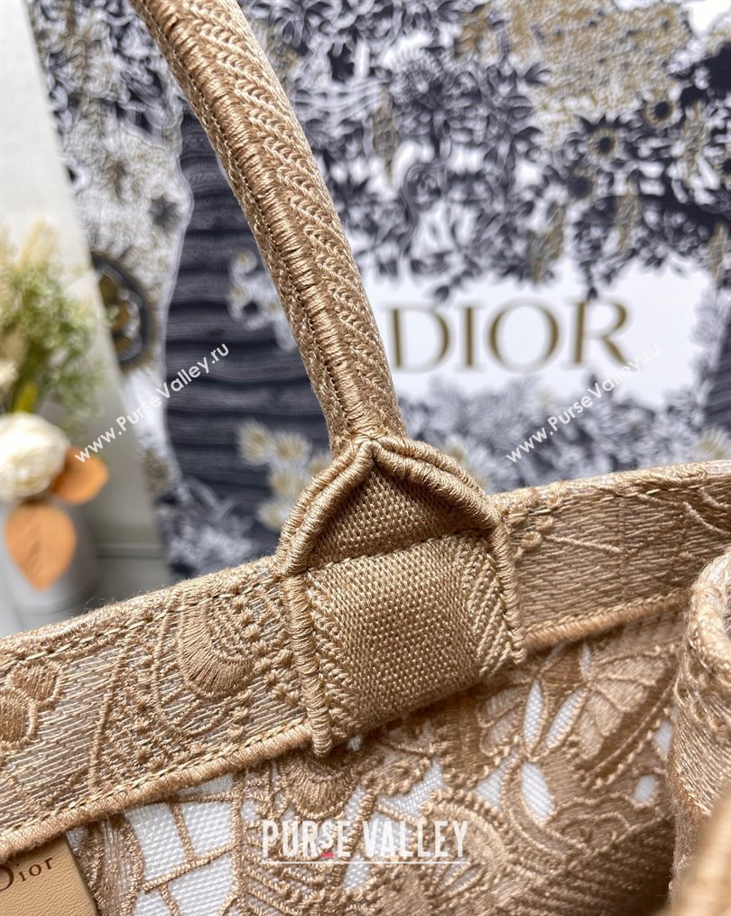 Dior Medium Book Tote Bag in Beige D-Lace Butterfly Embroidery 2024 (ziyin-24022903)