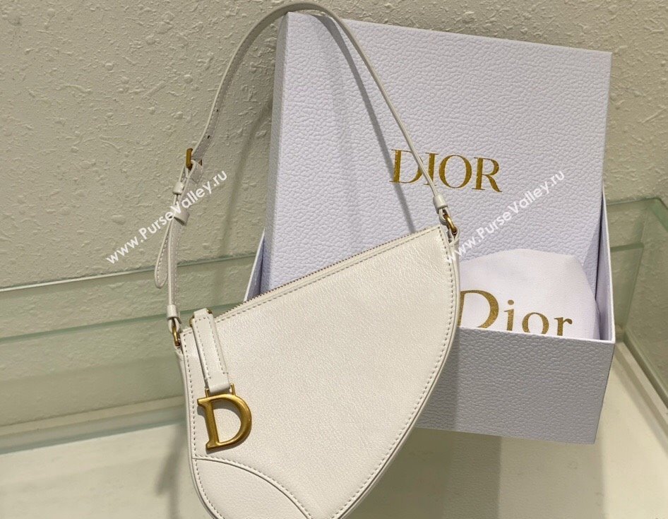 Dior Saddle Shoulder Pouch Bag in White Goatskin 2024 (XXG-24022902)