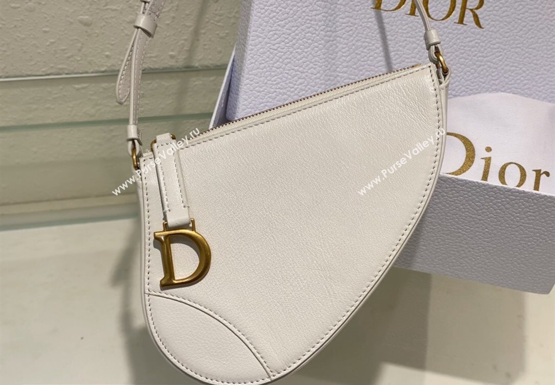 Dior Saddle Shoulder Pouch Bag in White Goatskin 2024 (XXG-24022902)