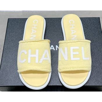 Chanel Logo Fabric Flat Mules Yellow 2024 (modeng-24022903)