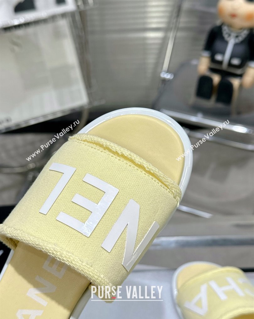 Chanel Logo Fabric Flat Mules Yellow 2024 (modeng-24022903)