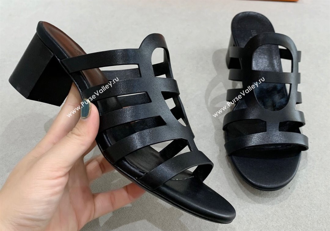 Hermes Celena Sandals Black with Chaine dAncre (guodong-24030401)