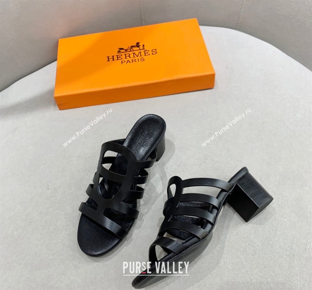 Hermes Celena Sandals Black with Chaine dAncre (guodong-24030401)