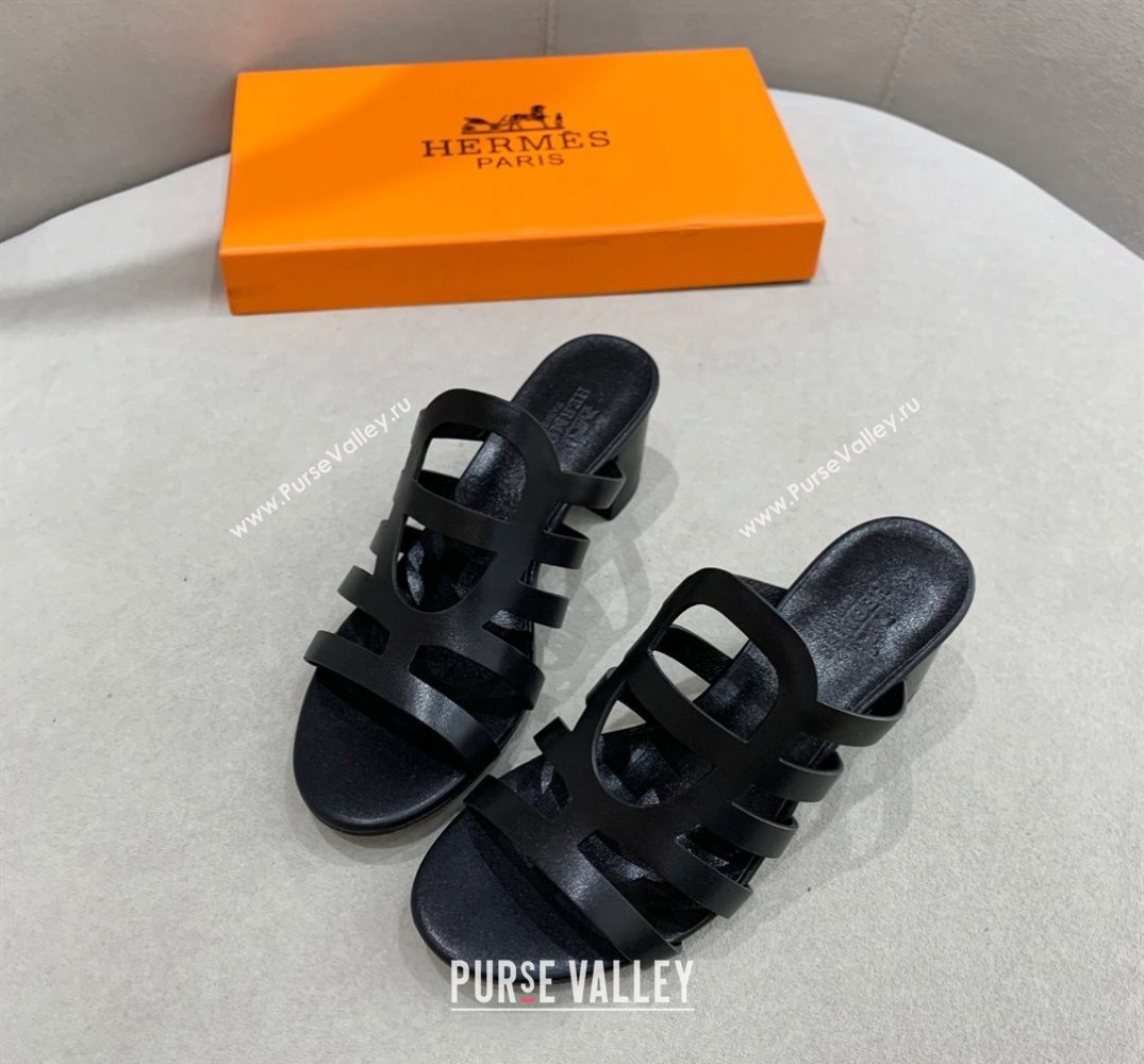 Hermes Celena Sandals Black with Chaine dAncre (guodong-24030401)