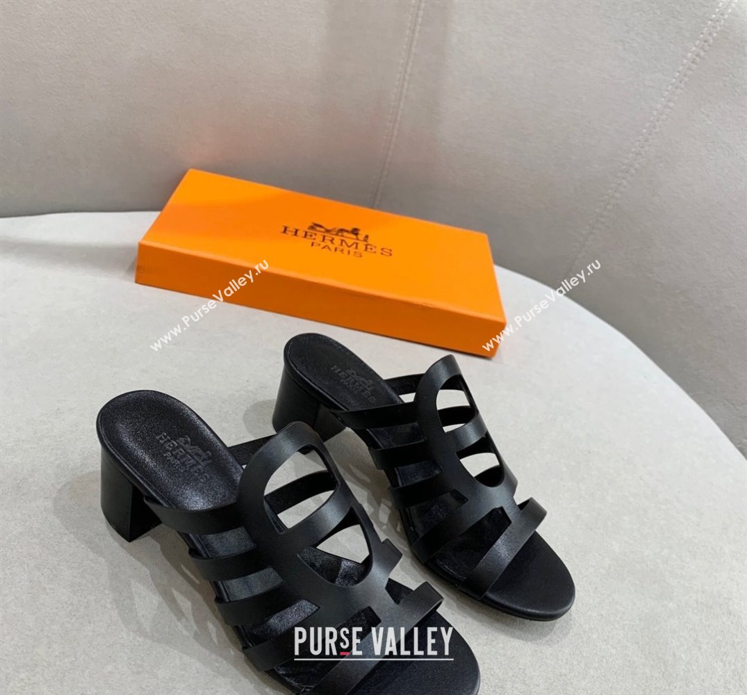 Hermes Celena Sandals Black with Chaine dAncre (guodong-24030401)