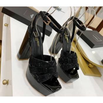 Saint Laurent Platform Tribute Sandals Crystals Black (guodong-24030201)