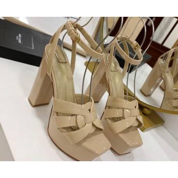 Saint Laurent Platform Tribute Sandals Patent Beige (guodong-24030211)