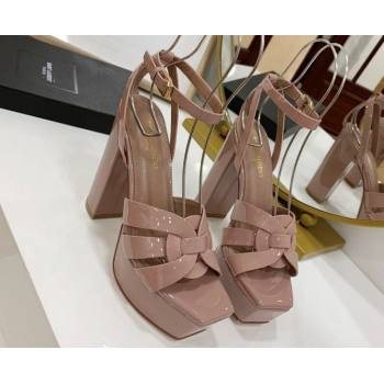 Saint Laurent Platform Tribute Sandals Patent Nude Pink (guodong-24030212)