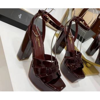 Saint Laurent Platform Tribute Sandals Patent Burgundy (guodong-24030209)