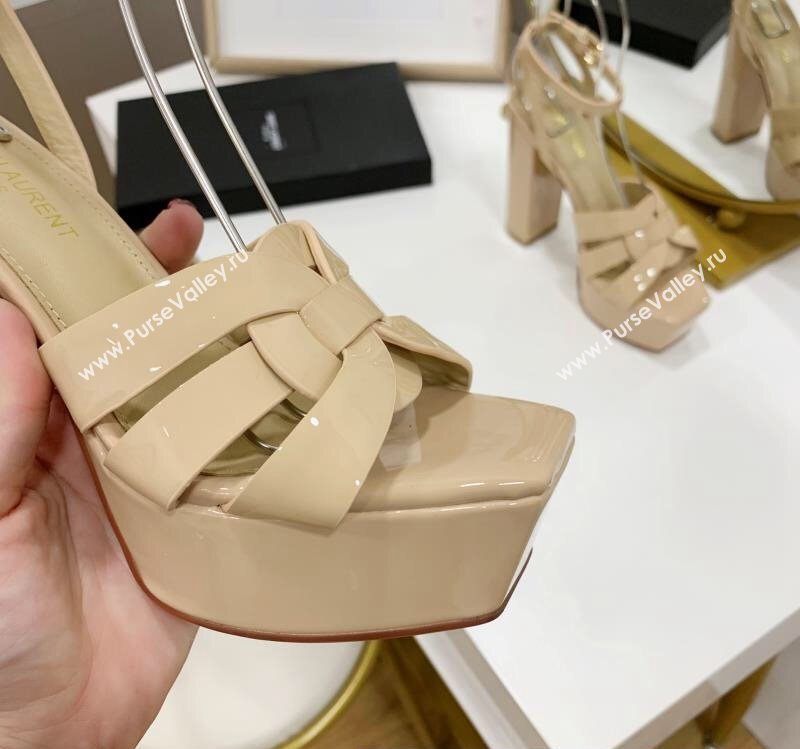 Saint Laurent Platform Tribute Sandals Patent Beige (guodong-24030211)