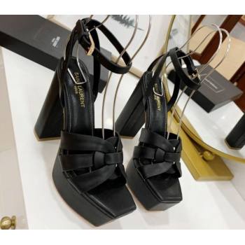 Saint Laurent Platform Tribute Sandals Leather Black (guodong-24030213)