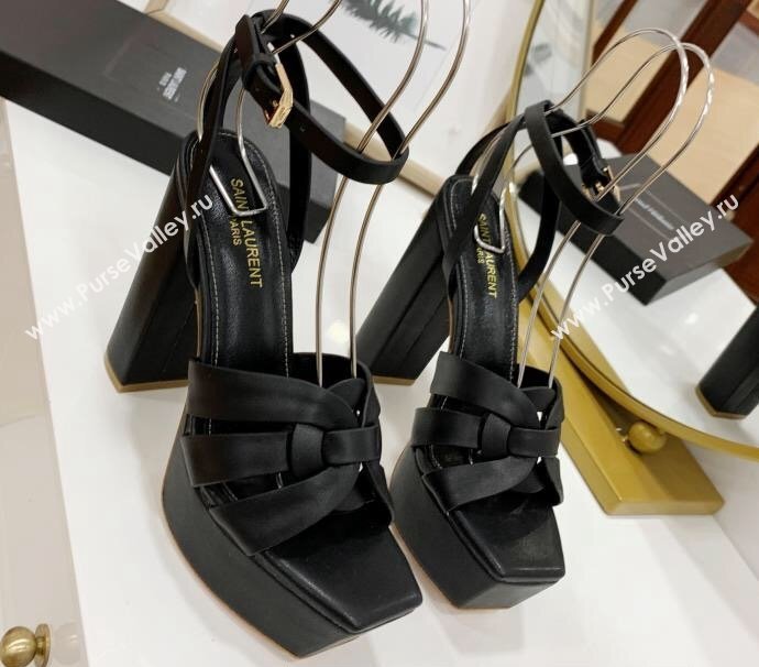 Saint Laurent Platform Tribute Sandals Leather Black (guodong-24030213)