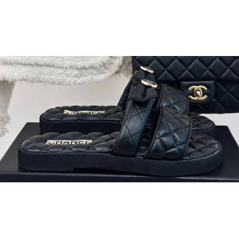 Chanel Lambskin Quilting and Bow Mules Black 2024 (modeng-24030509)