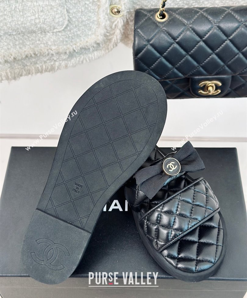 Chanel Lambskin Quilting and Bow Mules Black 2024 (modeng-24030509)