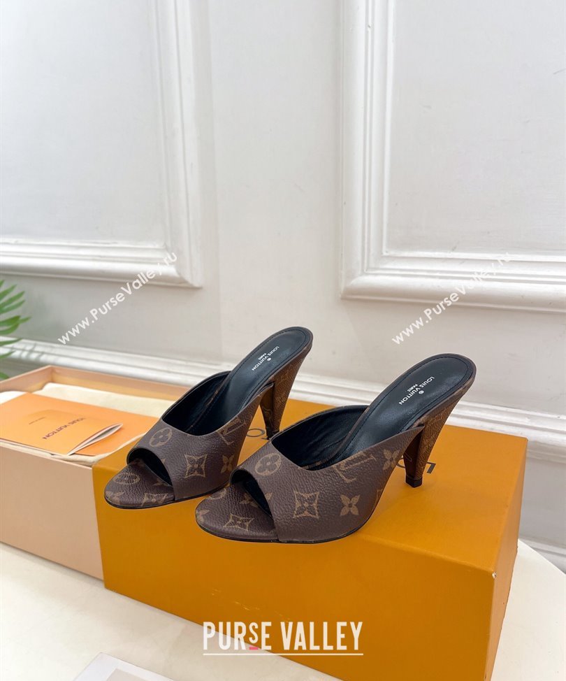 Louis Vuitton Heel 8.5cm Super Mules in Monogram Canvas 2024 (modeng-24030609)