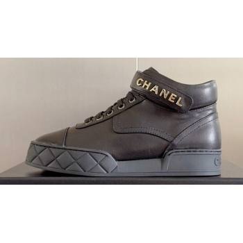 Chanel Calfskin Sneakers with Ankle Logo Top Quality Black 2024 (guoran-24030501)