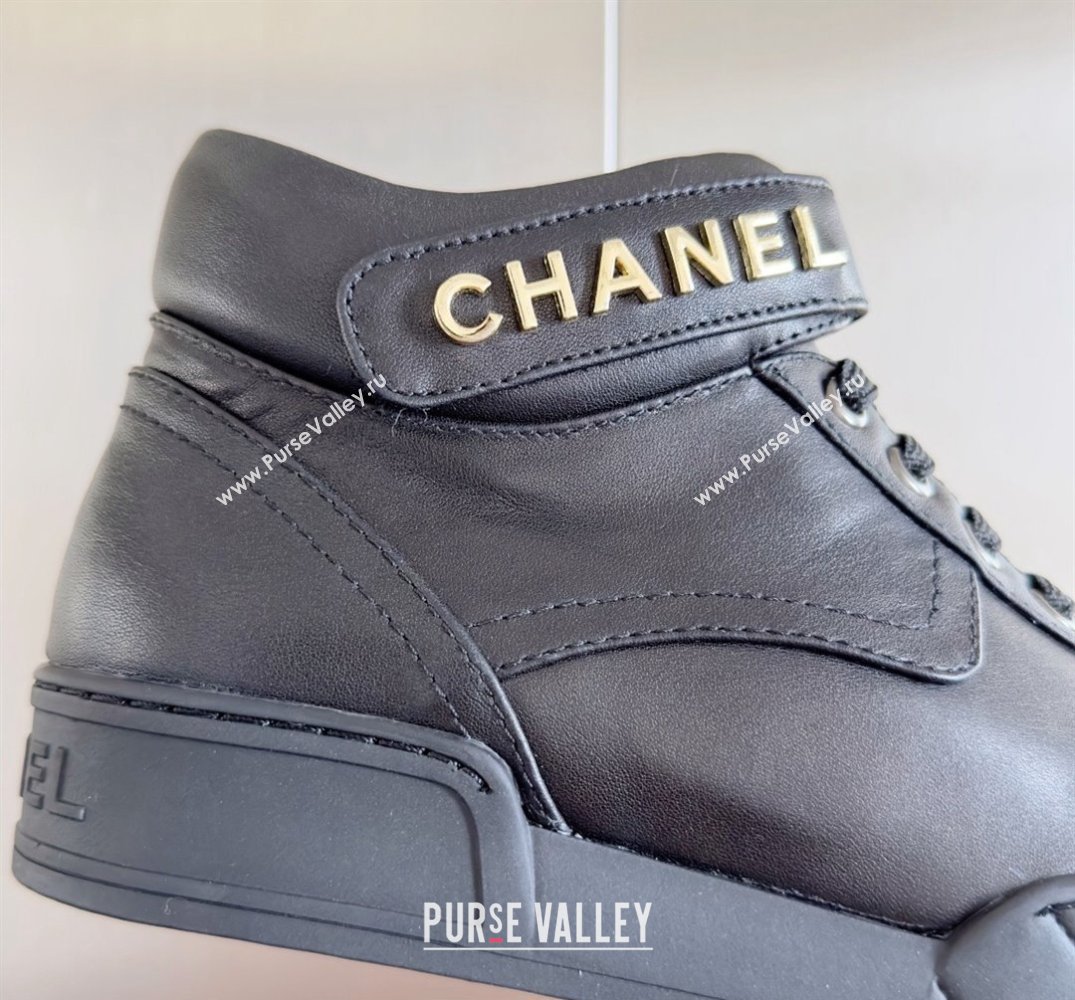 Chanel Calfskin Sneakers with Ankle Logo Top Quality Black 2024 (guoran-24030501)