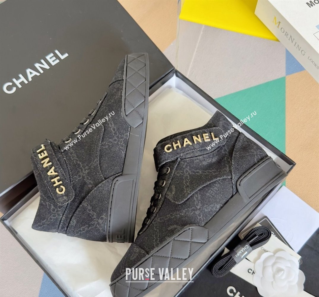 Chanel Denim Sneakers with Ankle Logo Top Quality Black 2024 (guoran-24030502)