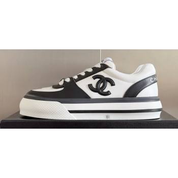 Chanel Calfskin CC Logo Sneakers Top Quality White/Black 2024 (guoran-24030506)