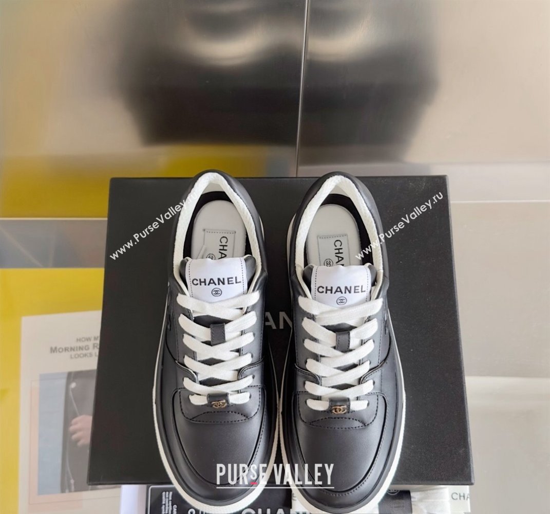 Chanel Calfskin CC Logo Sneakers Top Quality Black 2024 (guoran-24030504)