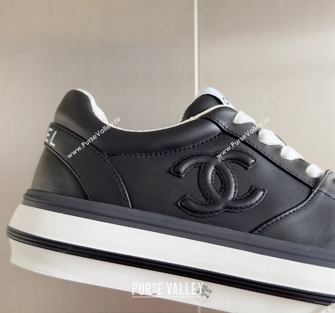 Chanel Calfskin CC Logo Sneakers Top Quality Black 2024 (guoran-24030504)