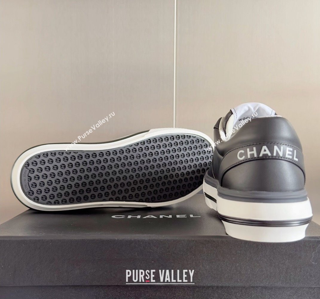 Chanel Calfskin CC Logo Sneakers Top Quality Black 2024 (guoran-24030504)