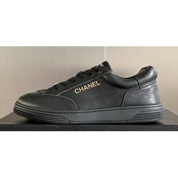 Chanel Calfskin Logo Sneakers Top Quality Black 2024 (guoran-24030510)