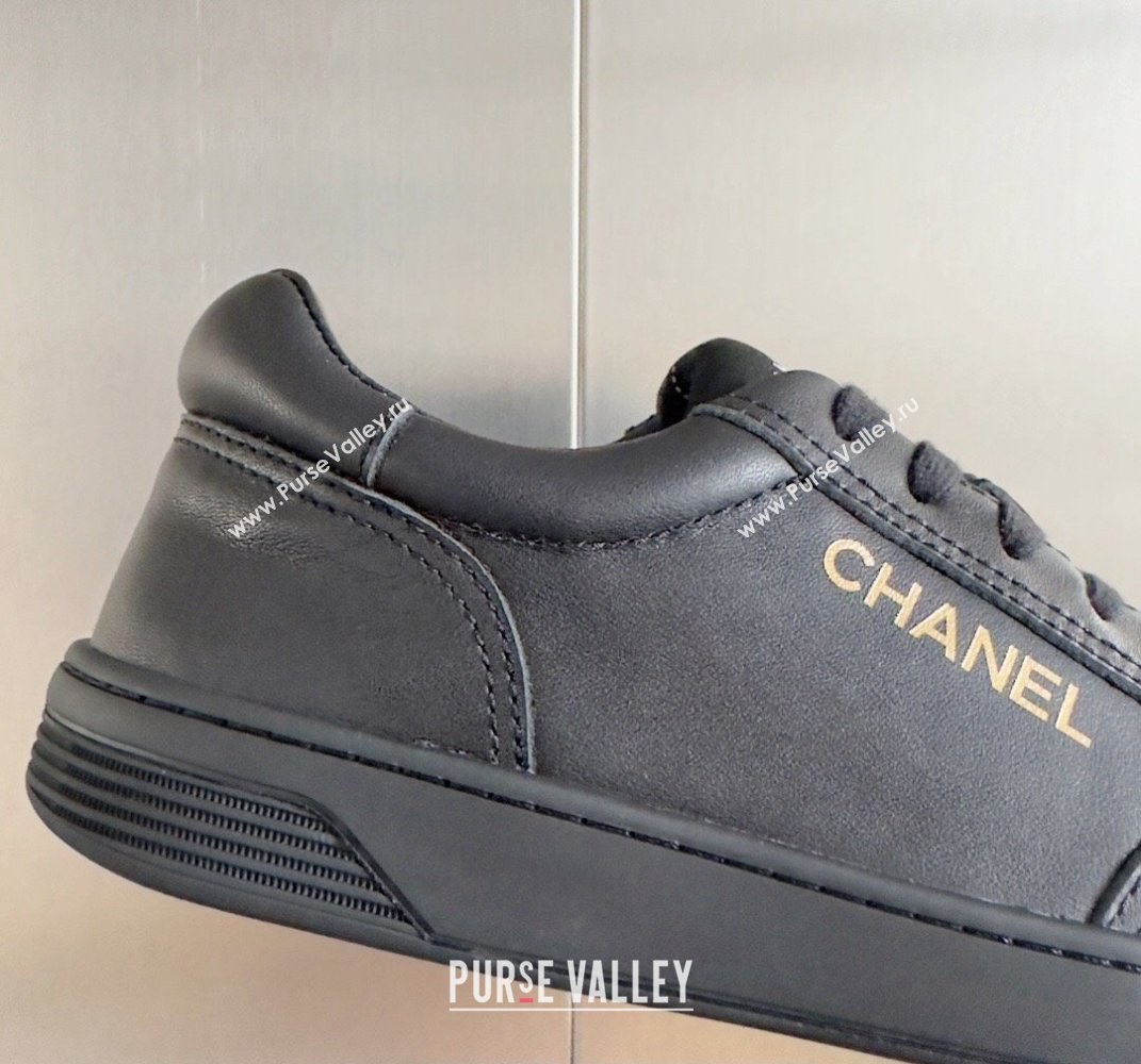 Chanel Calfskin Logo Sneakers Top Quality Black 2024 (guoran-24030510)