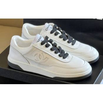 Chanel CC Logo Calfskin Sneakers G39978 White/Black 2024 (SS-24030503)