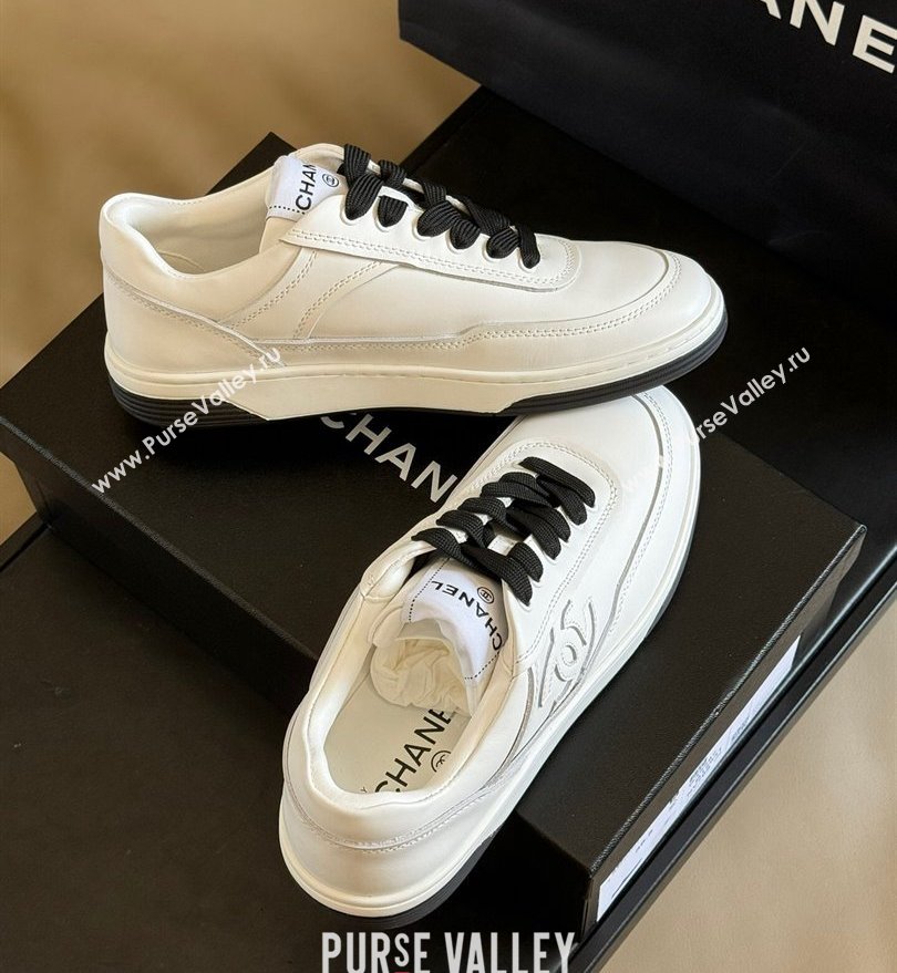 Chanel CC Logo Calfskin Sneakers G39978 White/Black 2024 (SS-24030503)