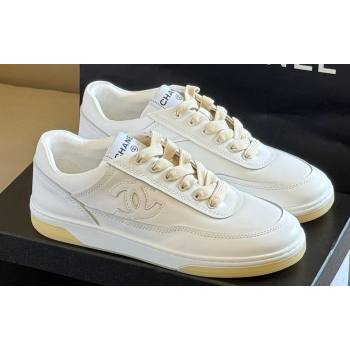 Chanel CC Logo Calfskin Sneakers G39978 White/Yellow 2024 (SS-24030504)