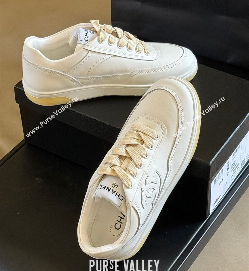 Chanel CC Logo Calfskin Sneakers G39978 White/Yellow 2024 (SS-24030504)