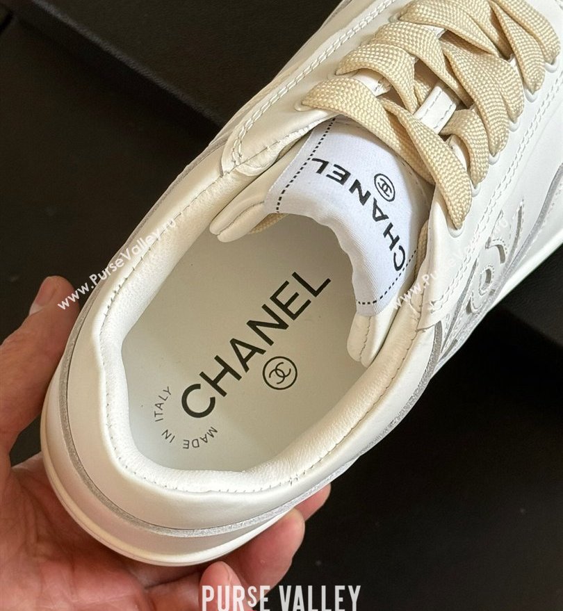 Chanel CC Logo Calfskin Sneakers G39978 White/Yellow 2024 (SS-24030504)