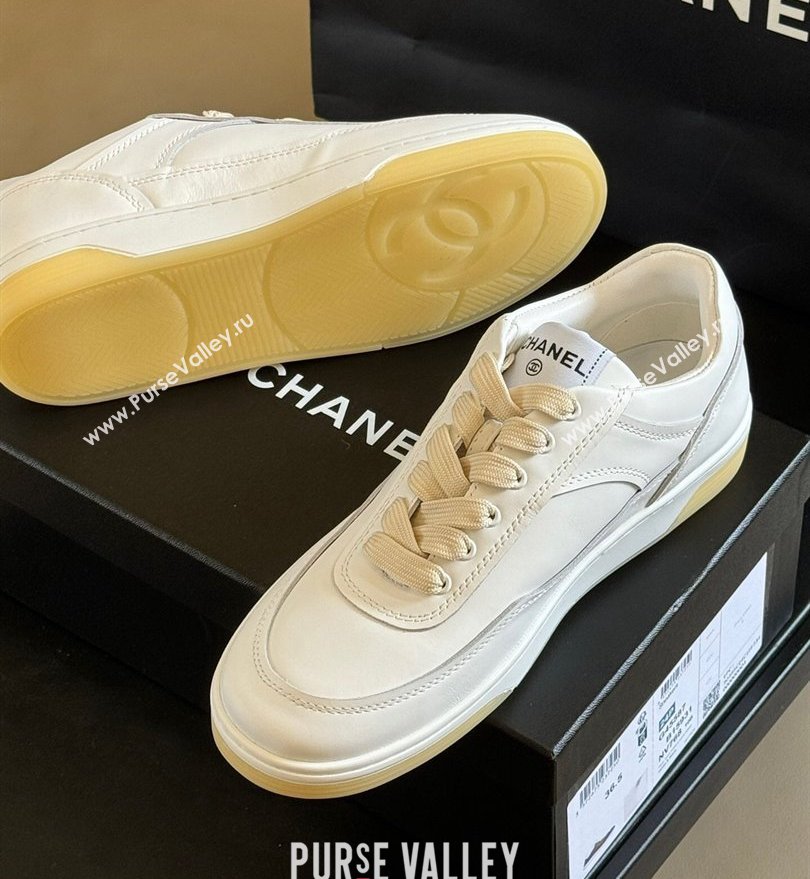 Chanel CC Logo Calfskin Sneakers G39978 White/Yellow 2024 (SS-24030504)