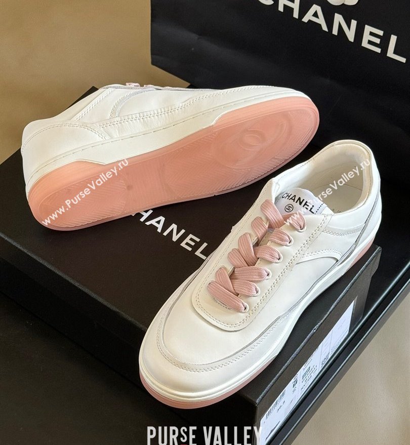 Chanel CC Logo Calfskin Sneakers G39978 White/Pink 2024 (SS-24030506)