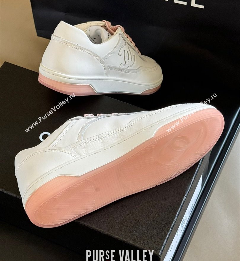 Chanel CC Logo Calfskin Sneakers G39978 White/Pink 2024 (SS-24030506)