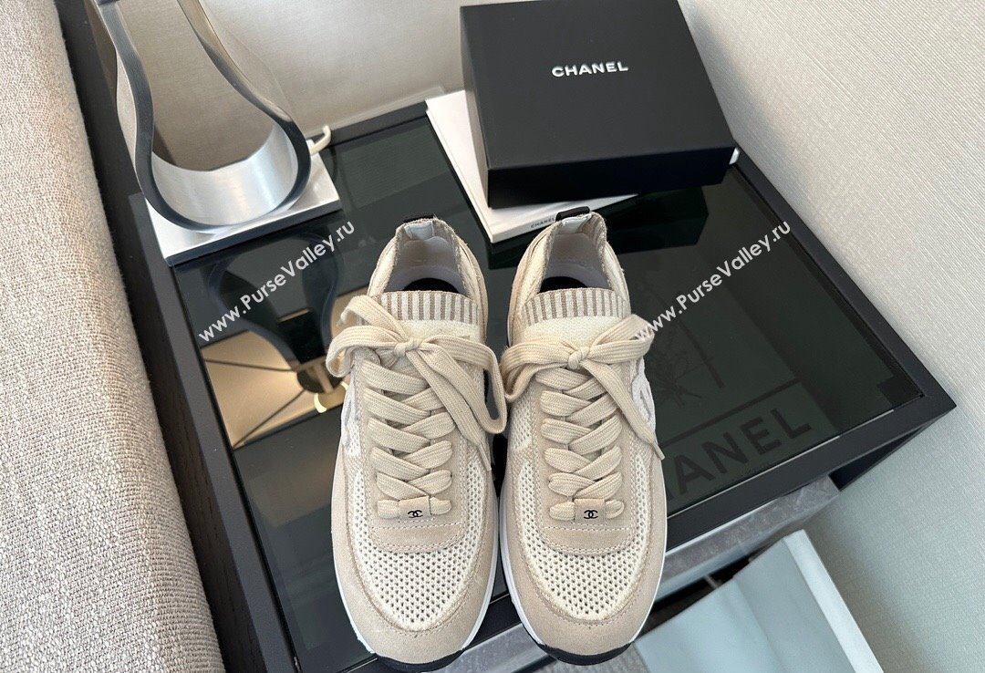 Chanel CC Logo Mesh Sneakers Beige 2024 (xo-24030501)