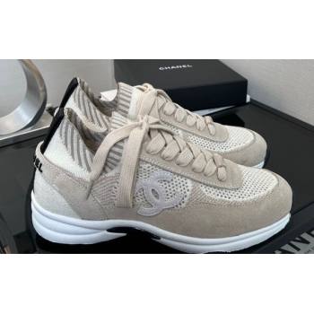 Chanel CC Logo Mesh Sneakers Beige 2024 (xo-24030501)