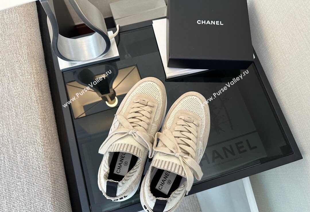 Chanel CC Logo Mesh Sneakers Beige 2024 (xo-24030501)