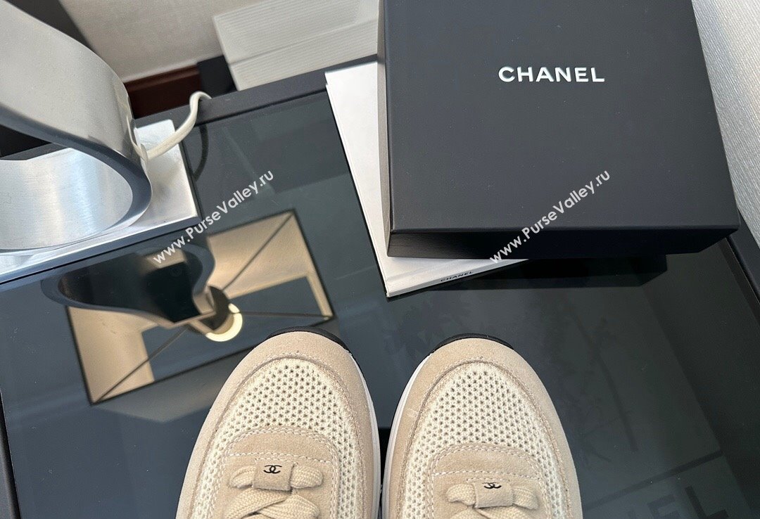 Chanel CC Logo Mesh Sneakers Beige 2024 (xo-24030501)