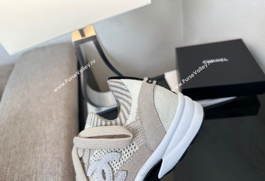 Chanel CC Logo Mesh Sneakers Beige 2024 (xo-24030501)