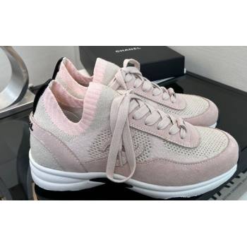 Chanel CC Logo Mesh Sneakers Light Pink 2024 (xo-24030502)