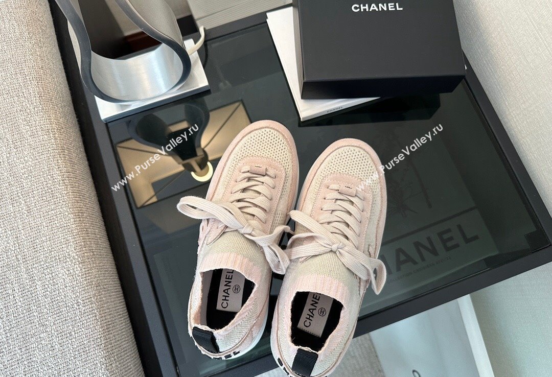 Chanel CC Logo Mesh Sneakers Light Pink 2024 (xo-24030502)